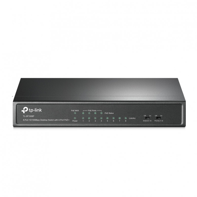 Сетевой концентратор TP-Link TL-SF1008P 8-портовый 10/100 Мбит/с настольный коммутатор с 4 портами PoE