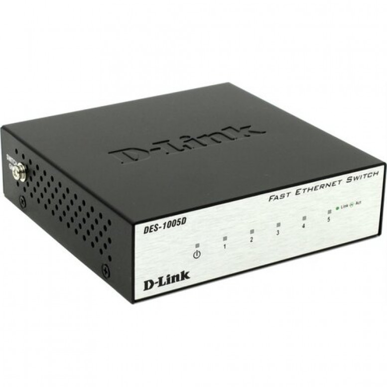 Сетевой концентратор D-Link DES-1005D/O2B Неуправляемый коммутатор с 5 портами 10/100BASE-TX