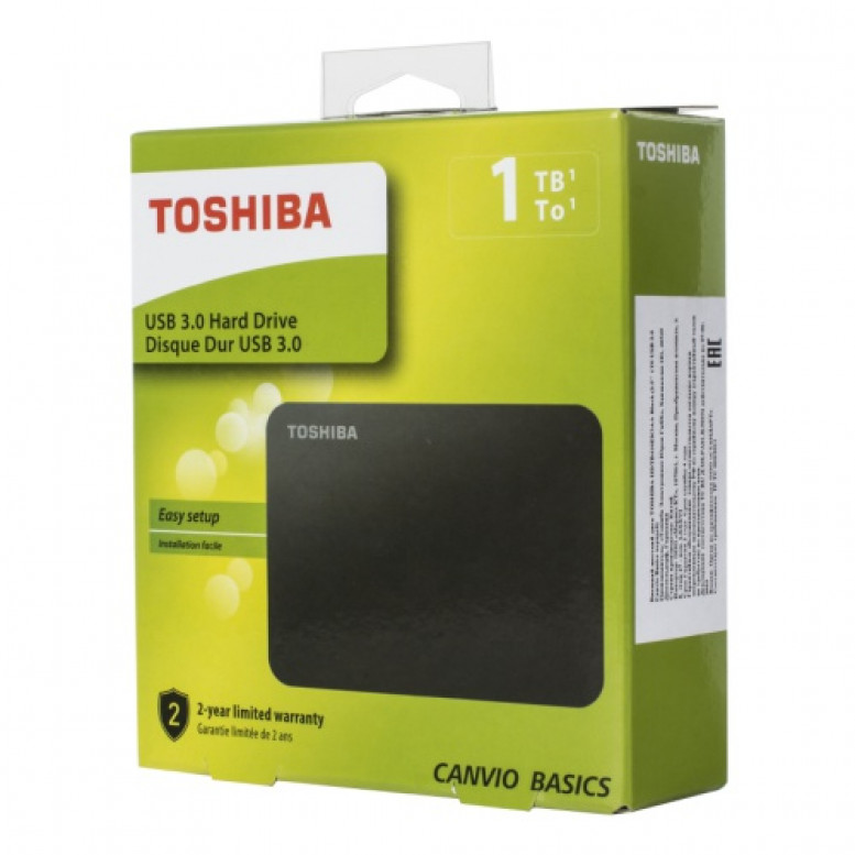 Жесткий диск внешний Toshiba USB 3.0  2.5"  1Tb HDTB410EK3AA Canvio Basics черный