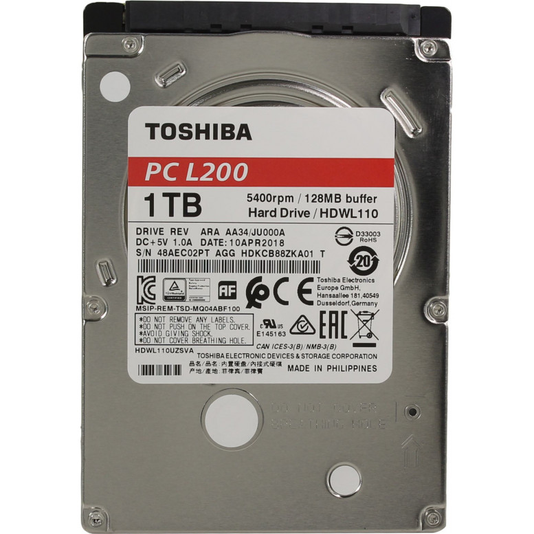 Жесткий диск Toshiba HDWL110UZSVA 2.5" 1 Тб, 5400 об/мин, 128 Мб