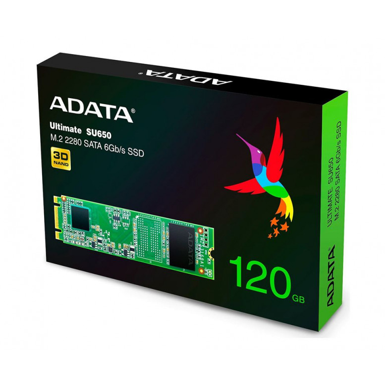 Жесткий диск SSD A-Data ASU650NS38-120GT-C 120 Гб, M.2 2280, SATA III, R/W - 550 / 410 Mb/s 3D NAND