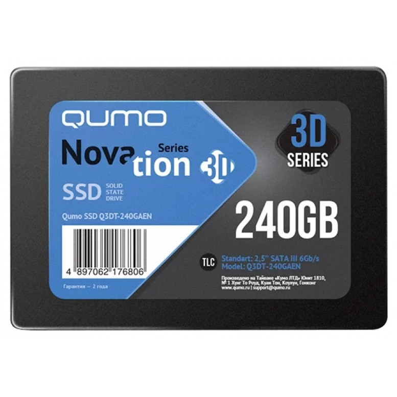 Жесткий диск SSD QUMO Q3DT-240GAEN 240 Гб, 2.5", SATA III, R/W - 560 / 540 Mb/s (23837)