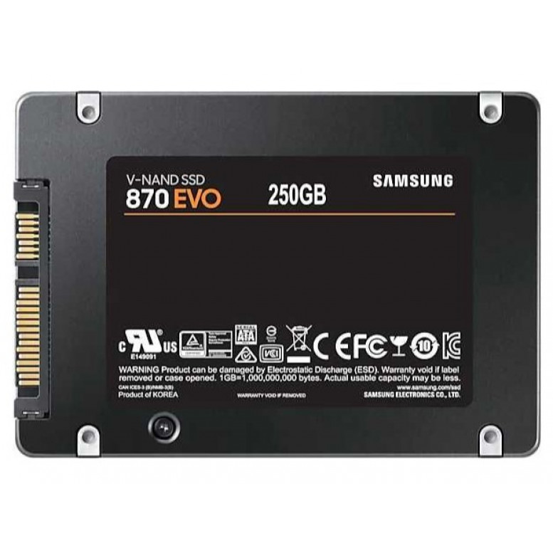 Жесткий диск SSD Samsung MZ-77E250BW 250 Гб, 2.5", SATA III, R/W - 550 / 530 Mb/s (870 EVO)