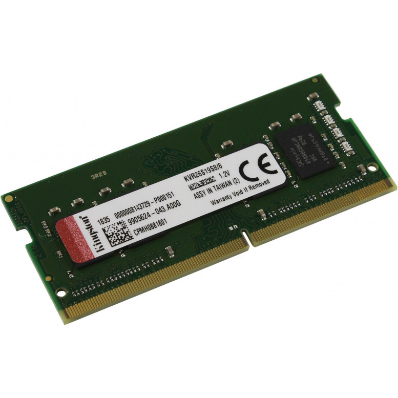Модуль памяти Kingston SODIMM DDR4  8Gb  2666MHz  PC21300  KVR26S19S8/8