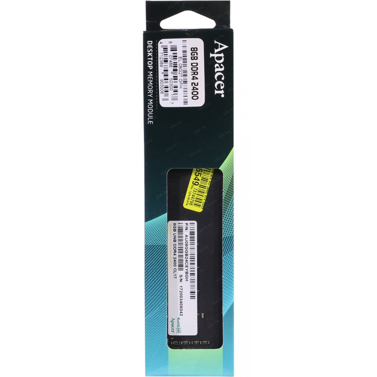 Модуль памяти Apacer DDR4  8Gb  2400MHz  PC19200  AU08GGB24CEYBGH/EL.08G2T.GFH