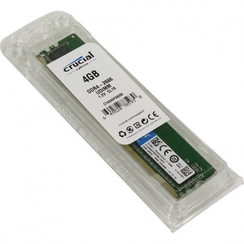 Модуль памяти Crucial DDR4  4Gb  2666MHz  PC21300  CT4G4DFS8266