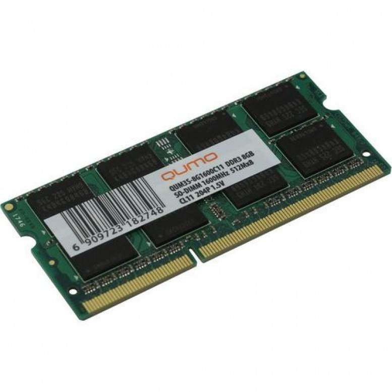 Модуль памяти QUMO SODIMM DDR3  8Gb  1600MHz  PC12800  QUM3S-8G1600C11R (18274)