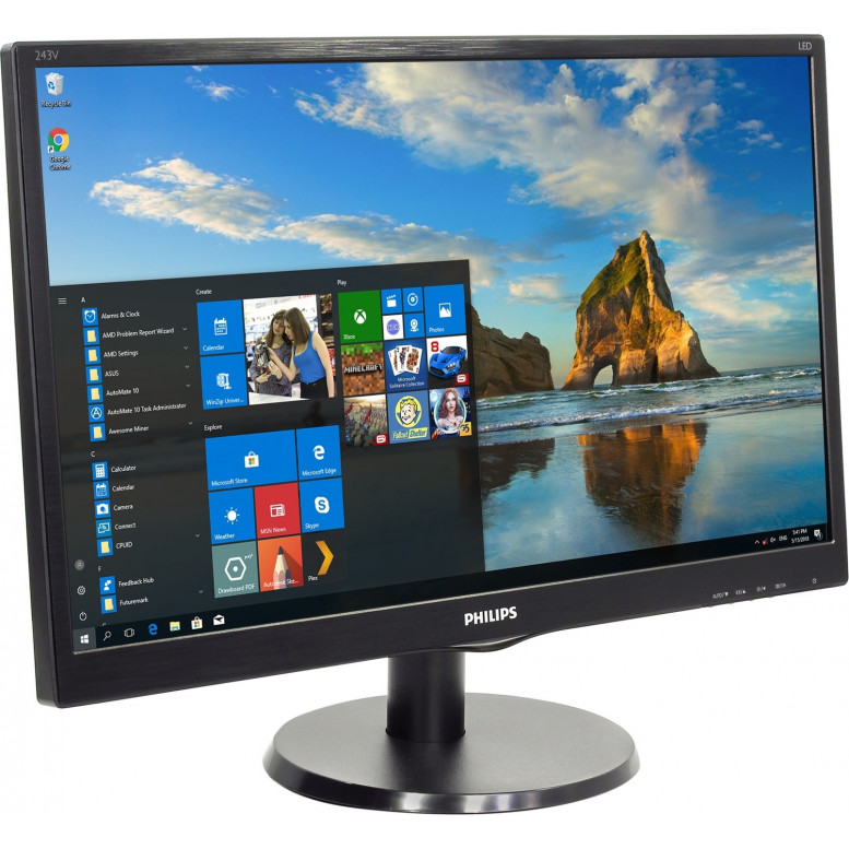Монитор Philips 23.8" 243V7QDSB /00(01)   IPS, D-SUB, DVI, HDMI