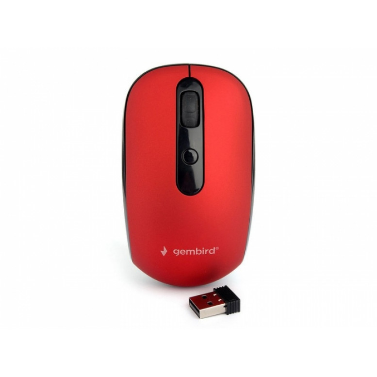 Мышь беспров. Gembird MUSW-355-R, красный,бесш.клик, soft touch, 3кн.+колесо-кнопка, 1600DPI, 2,4ГГц