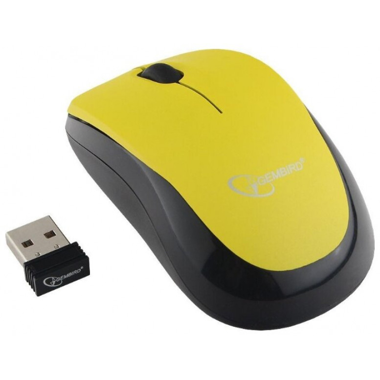 Мышь компьютерная Gembird MUSW-360-LM, 2.4ГГц, лазерный лимон, мини, 3кн, 1000DPI, блистер