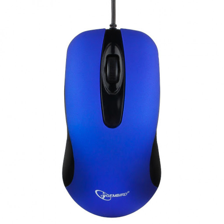 Мышь компьютерная Gembird MOP-400-B USB, темно-синий, бесшумный клик, soft-touch, 2кн., 1000DPI, блистер