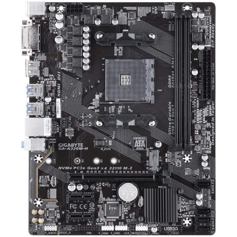 Материнская плата GIGABYTE Socket AM4 GA-A320M-H mATX DVI+HDMI